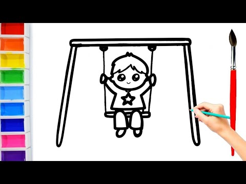 How to draw a swing for children.. بچوں کے لیے جھولے کیسے کھینچیں.. 儿童秋千怎么画