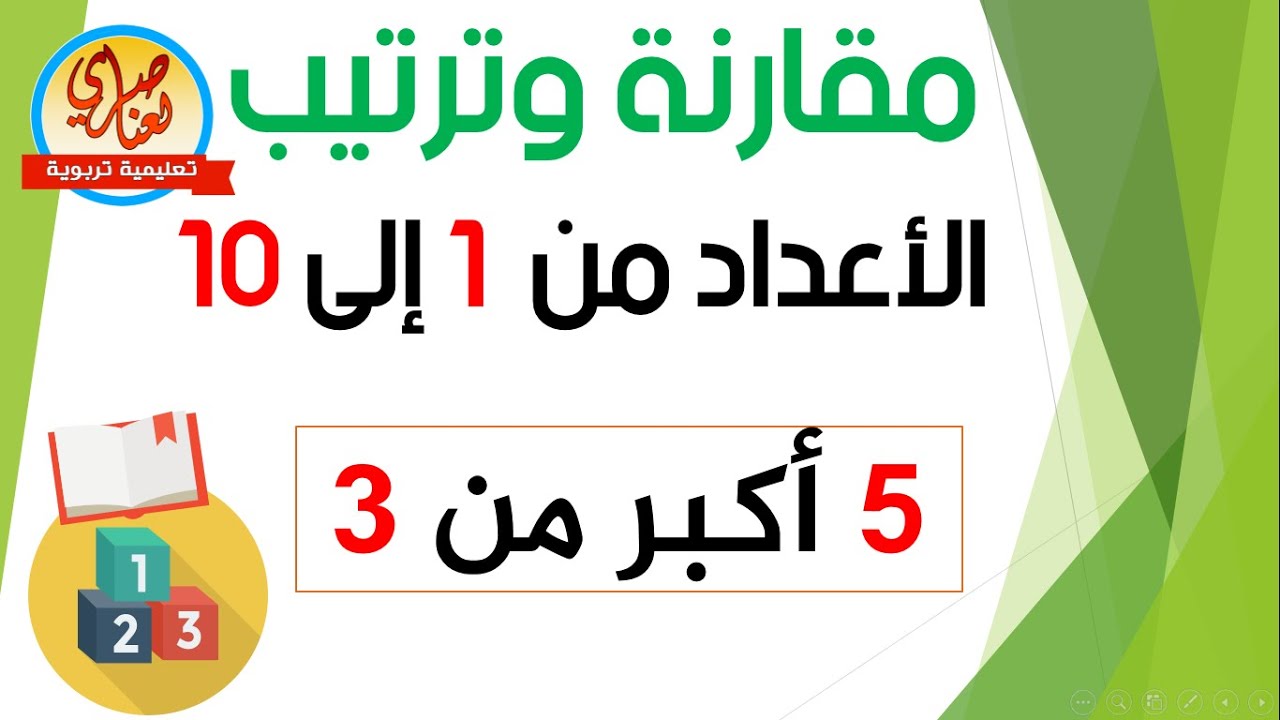 الاعداد الى 9 مقارنة وترتيب للسنة الأولى ابتدائي