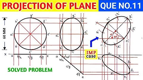 PROJECTION OF PLANES SOLVED PROBLEM 11 IN HINDI IN ENGINEERING DRAWING @TIKLESACADEMYOFMATHS