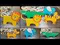 3d paper wild animals  kids crafts  quarantine craft ideas  lion  tiger  elephant  crocodile