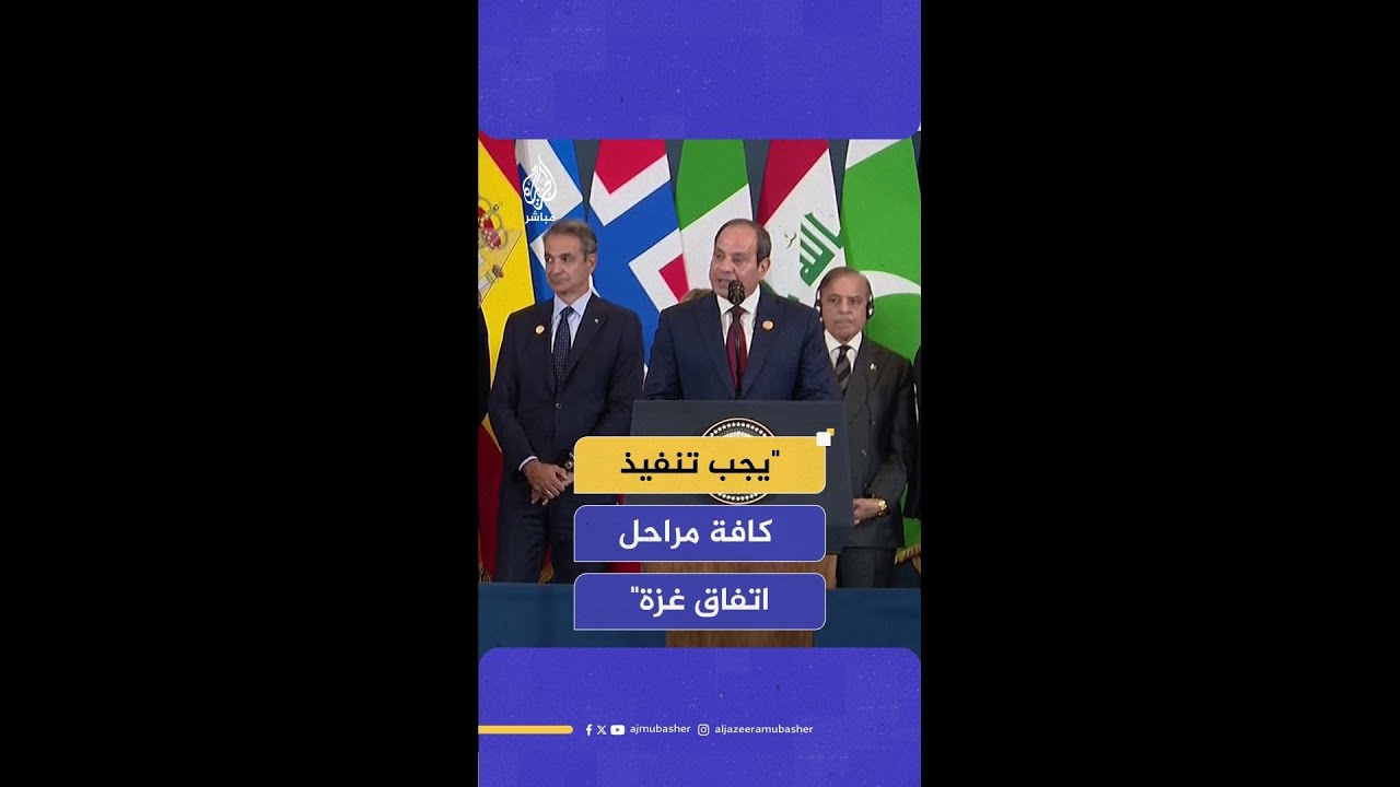السيسي: يجب تنفيذ كافة مراحل اتفاق غزة وصولا إلى حل الدولتين