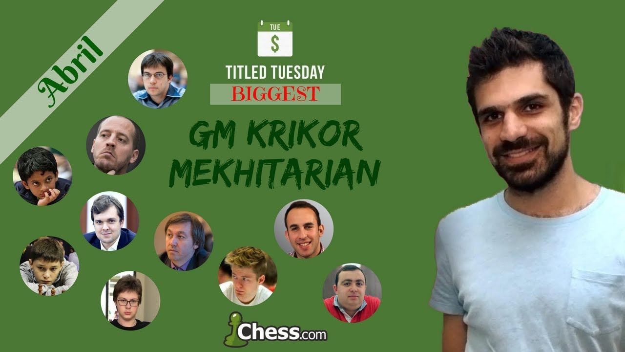 O GM Krikor Mekhitarian joga xadrez na TITLED TUESDAY e comenta ao vivo! 