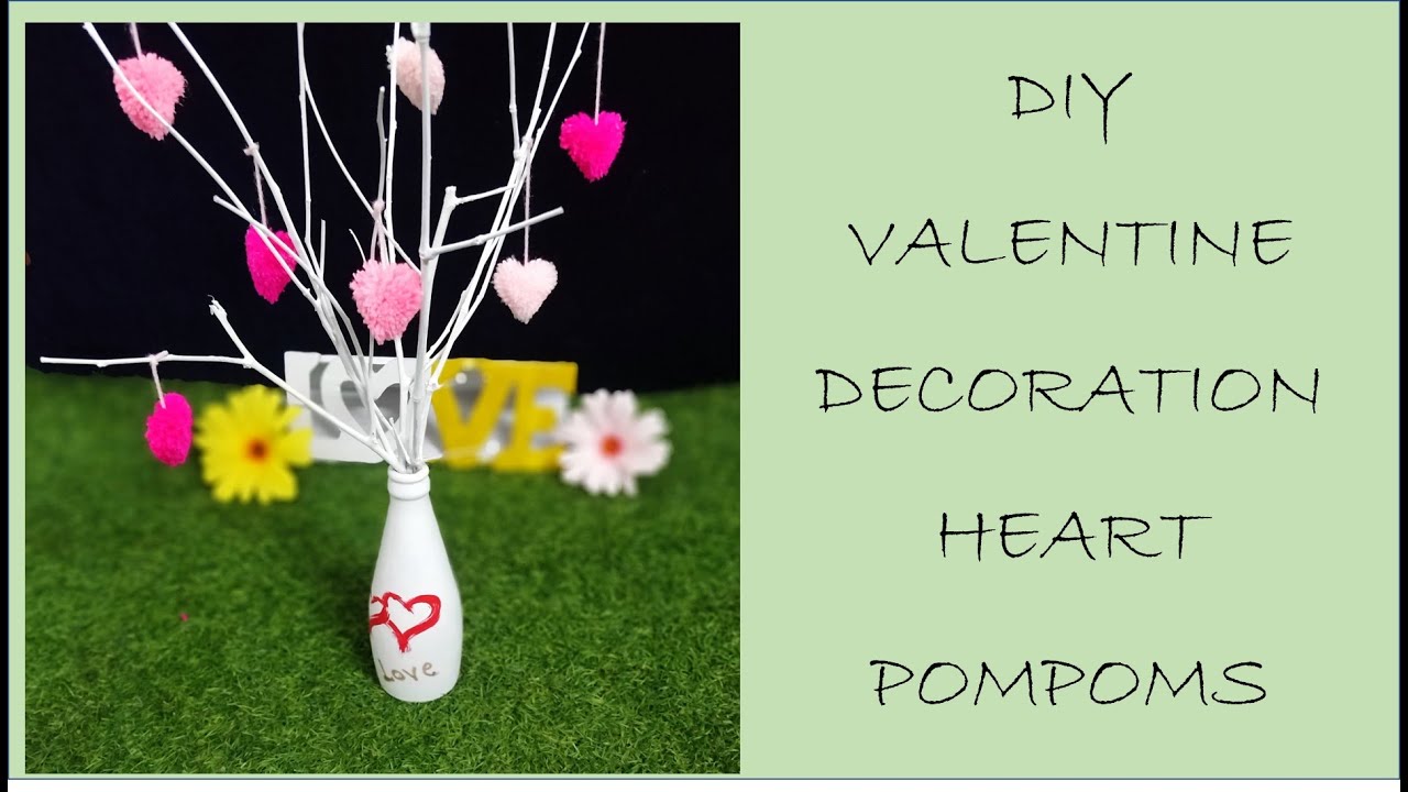 Valentine Crafts: DIY Valentine Decoration/ POMPOM Heart Tree