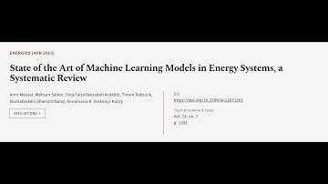 State of the Art of Machine Learning Models in Energy Systems, a Systematic Review | RTCL.TV