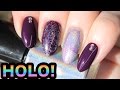 HOLO STAMPING NAIL ART | PURPLE SILVER PAISLEY | CRYSTALS