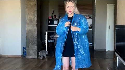 [4K USA] Blue Raincoat, Black Dress 💙 Clean, Confident & Semi-Transparent Try-On