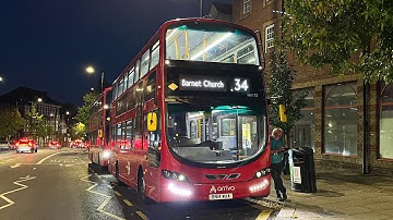 Full Route Visual | London Bus Route 34: Walthamstow Central - Barnet Church | Gemini 3 HV181
