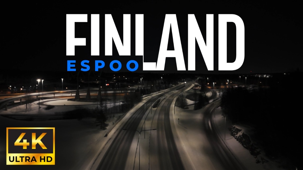 Relaxing Night Drone Footage over Espoo, Finland | Calm Music for Sleep & Relaxation (4K)