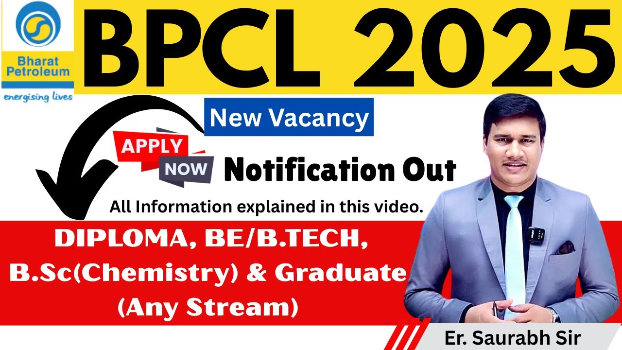 BPCL Recruitment 2025 | DIPLOMA, BE/B.TECH, GRADUATE Apply Now... | SK TUTORIAL