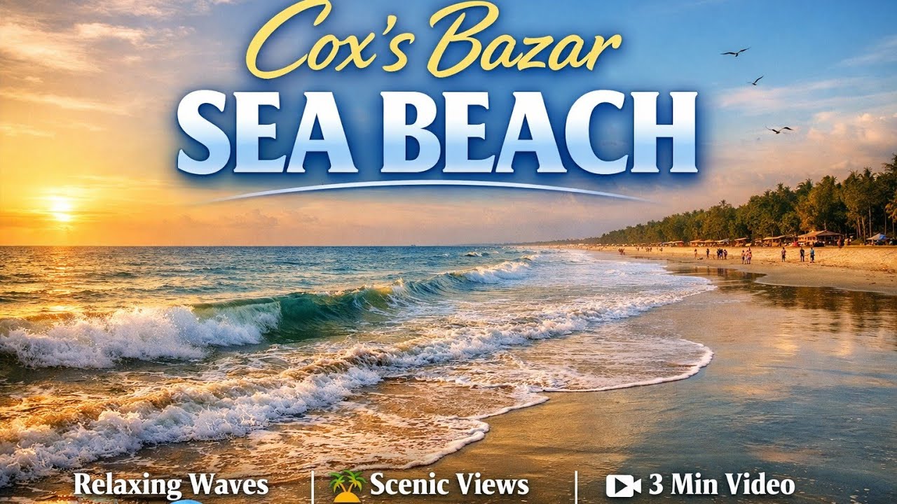 Cox’s Bazar Sea Beach 🌊 | Relaxing Waves & Peaceful Beach View | 3 Min Video