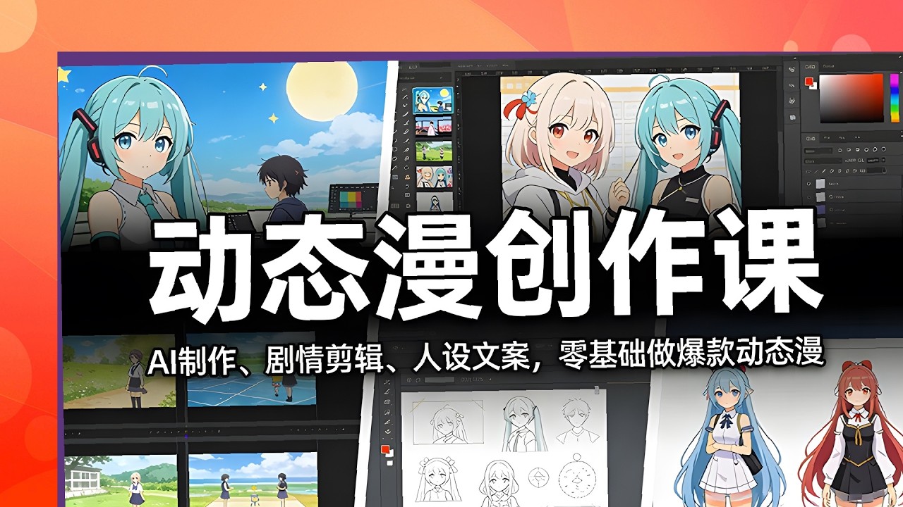 动态漫创作实战课程，AI制作剧情剪辑人设，零基础打造爆款动态漫画