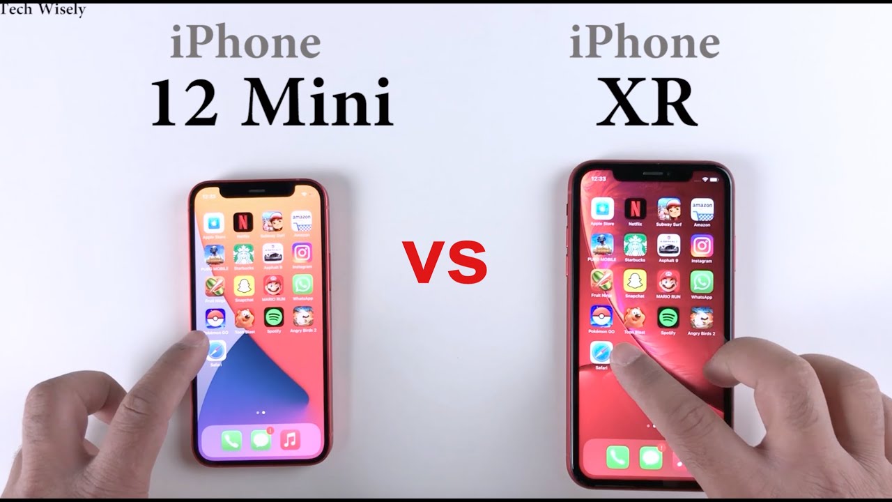 Iphone 12 Mini Vs Iphone Xr Speed Test Size Comparison Ram Management Youtube