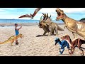 Jurassic World. Giant Dinosaur egg & Children help trex looking for mom dinosaur. Dinosaurs for kids