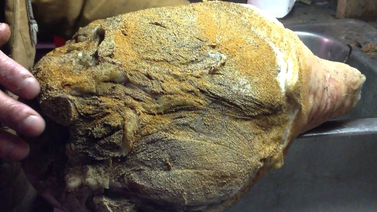 Salt curing ham (country ham) part two! - YouTube