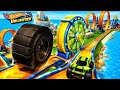 HOT WHEELS UNLIMITED CRAZY MONEY WHEEL &amp; GIANT BLACK TIRE STUNT TRACK CHALLENGE 
