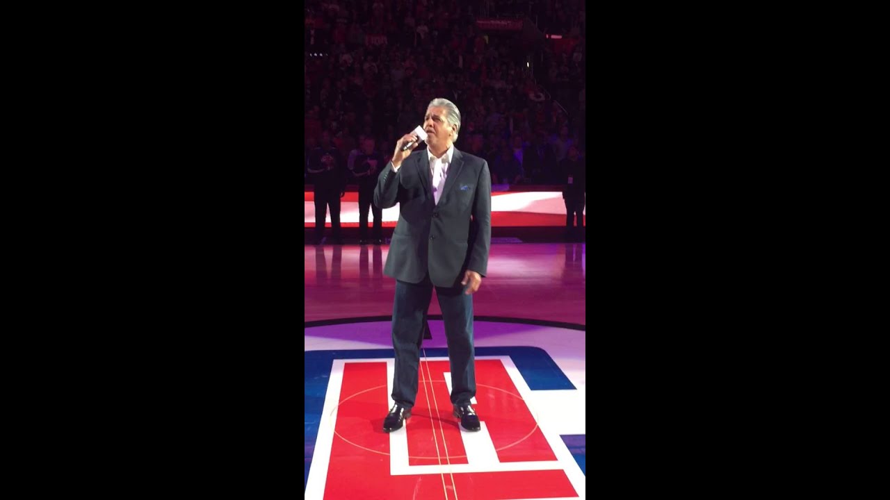 Louie Cruz Beltran Sings National Anthem for LA Clippers at Staples Center, Downtown Los Angeles ...