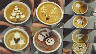 8 Christmas Latte Art 🎄🎄🎄