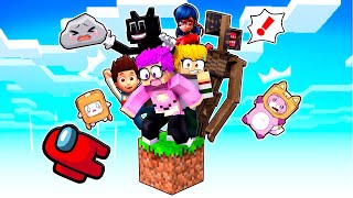 LANKYBOX Has 10 FRIENDS On ONE BLOCK In MINECRAFT! (PAW PATROL, LADYBUG, SIRENHEAD, AMONG US) screenshot 4