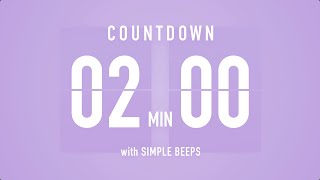 2 Min Countdown Flip Clock Timer / Simple Beeps 🫐 🔔