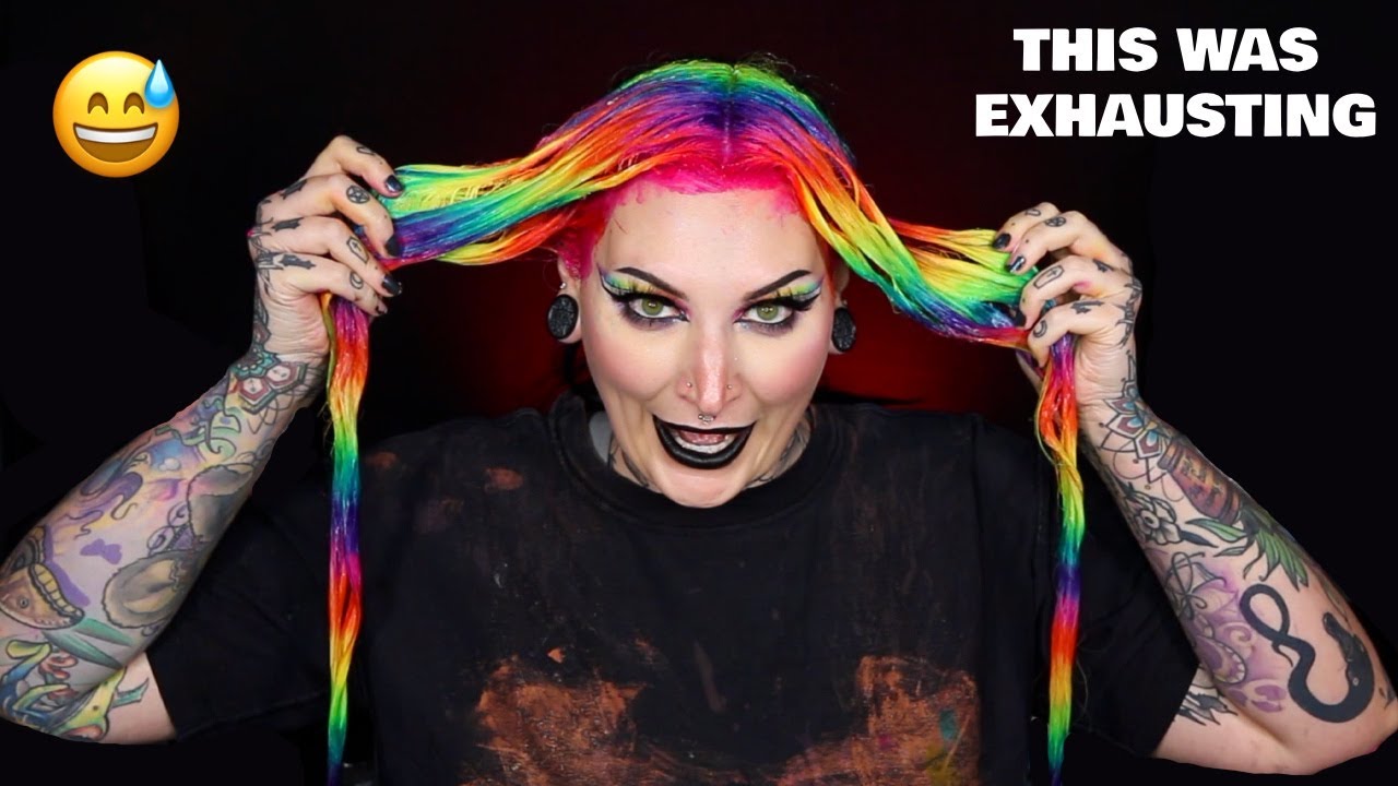 NEON RAINBOW & BLACK HAIR 🌈 🖤