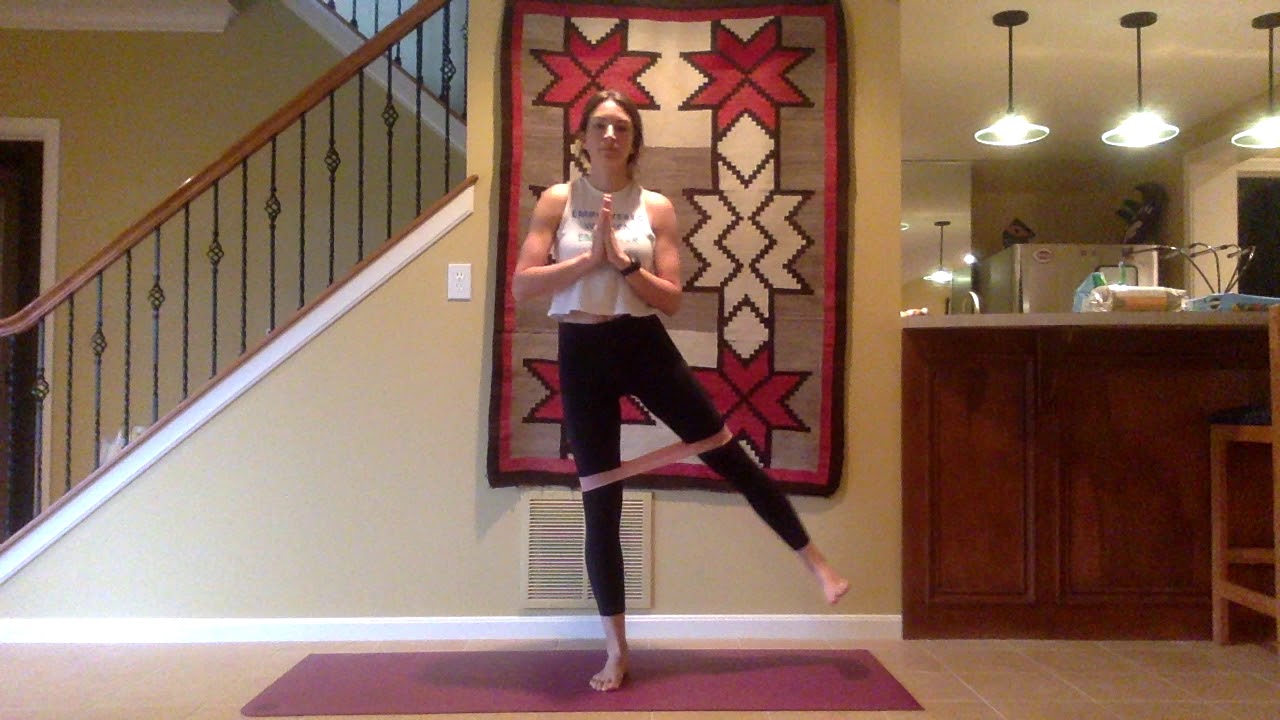 Banded Squat To Lateral Leg Lift - YouTube