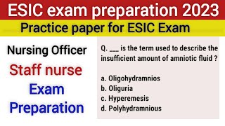 ESIC question paper for staff nurse||part-6||Practice Paper for ESIC||ESIC exam preparation 2023||