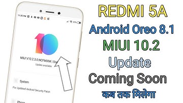 Redmi 5A MIUI 10.2 Android Oreo 8.1 Base Update Coming Soon