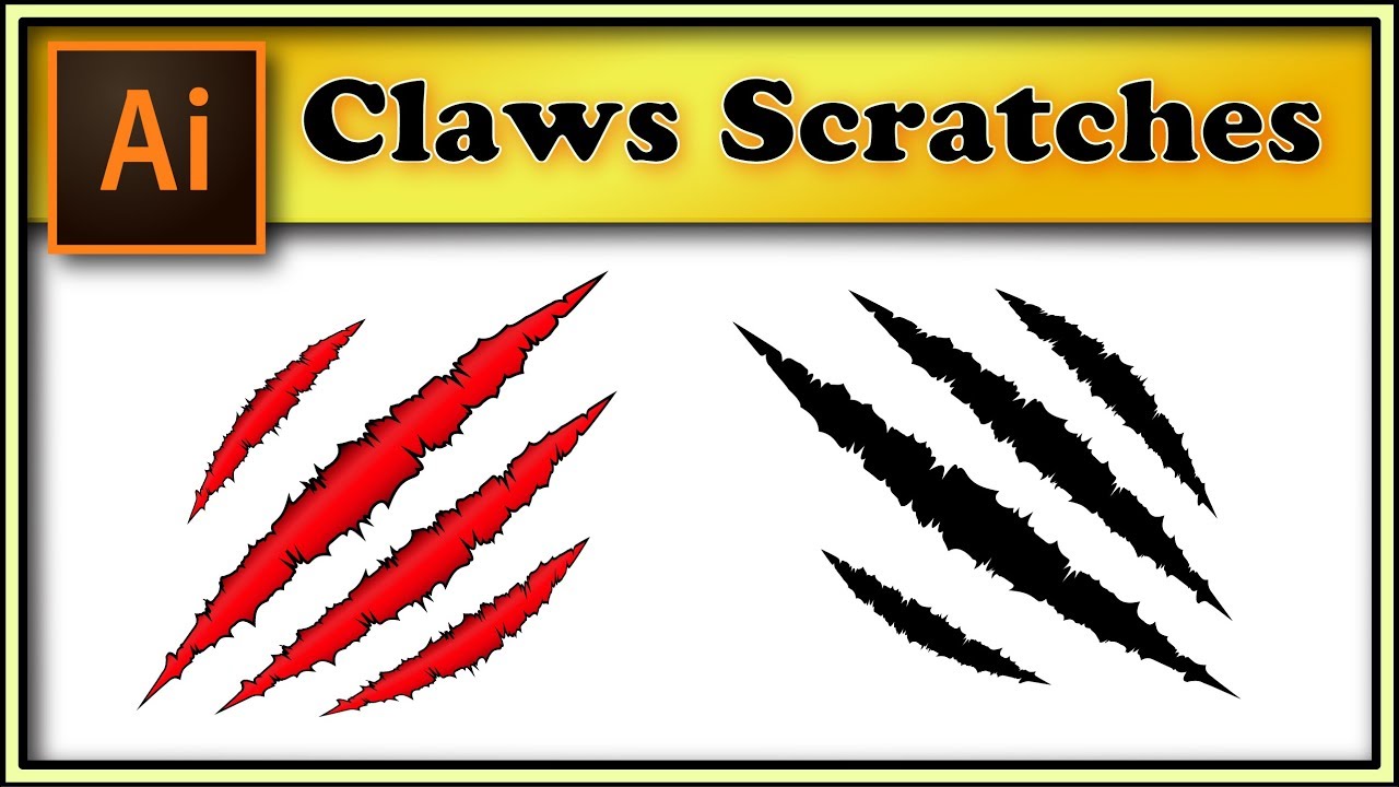 Claws Scratches, Animal Slash Marks - Adobe Illustrator Tutorial