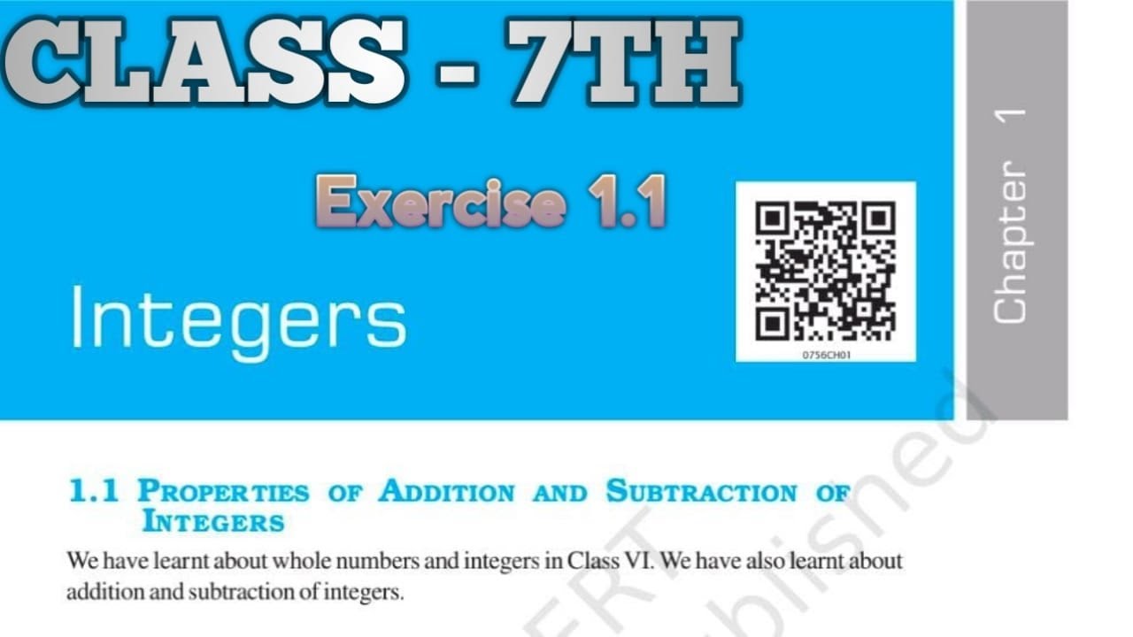 Class 7th maths Chapter 1 Integers exercise 1.1 - YouTube