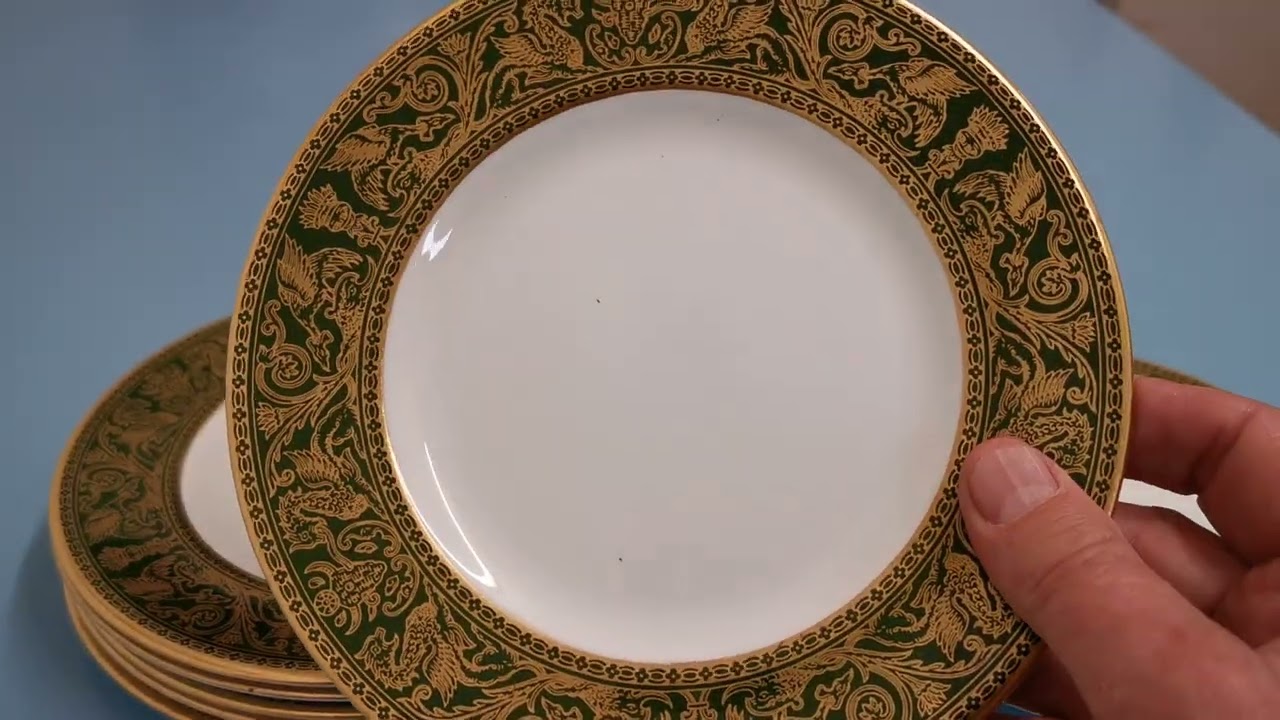 フランス　アンティーク　ウッドボール　ペイント Wedgwood China Florentine Green W4170 7-inch Side Plate - YouTube