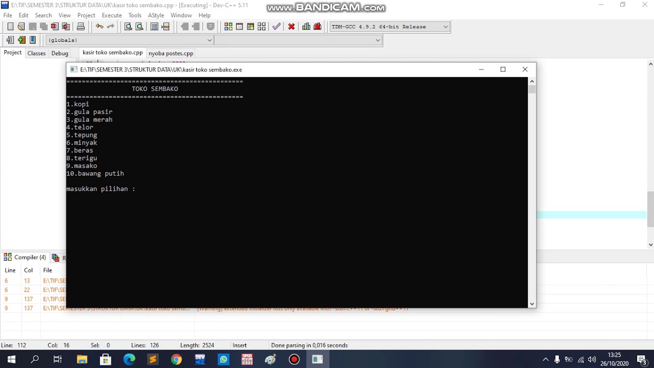 Program Kasir Toko Sembako menggunakan C++ - YouTube