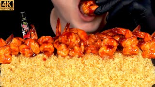 ASMR =)FIRE CHICKEN SHRIMP & YELLOW TOBIKO EGGS [ FLYING FISH ROE ] MUKBANG 불닭소스새우 날치알먹방