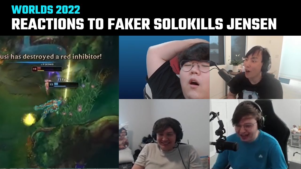 [Compilation] Casters and Streamers' reaction to Faker solokills Jensen | Worlds 2022 | T1 vs C9