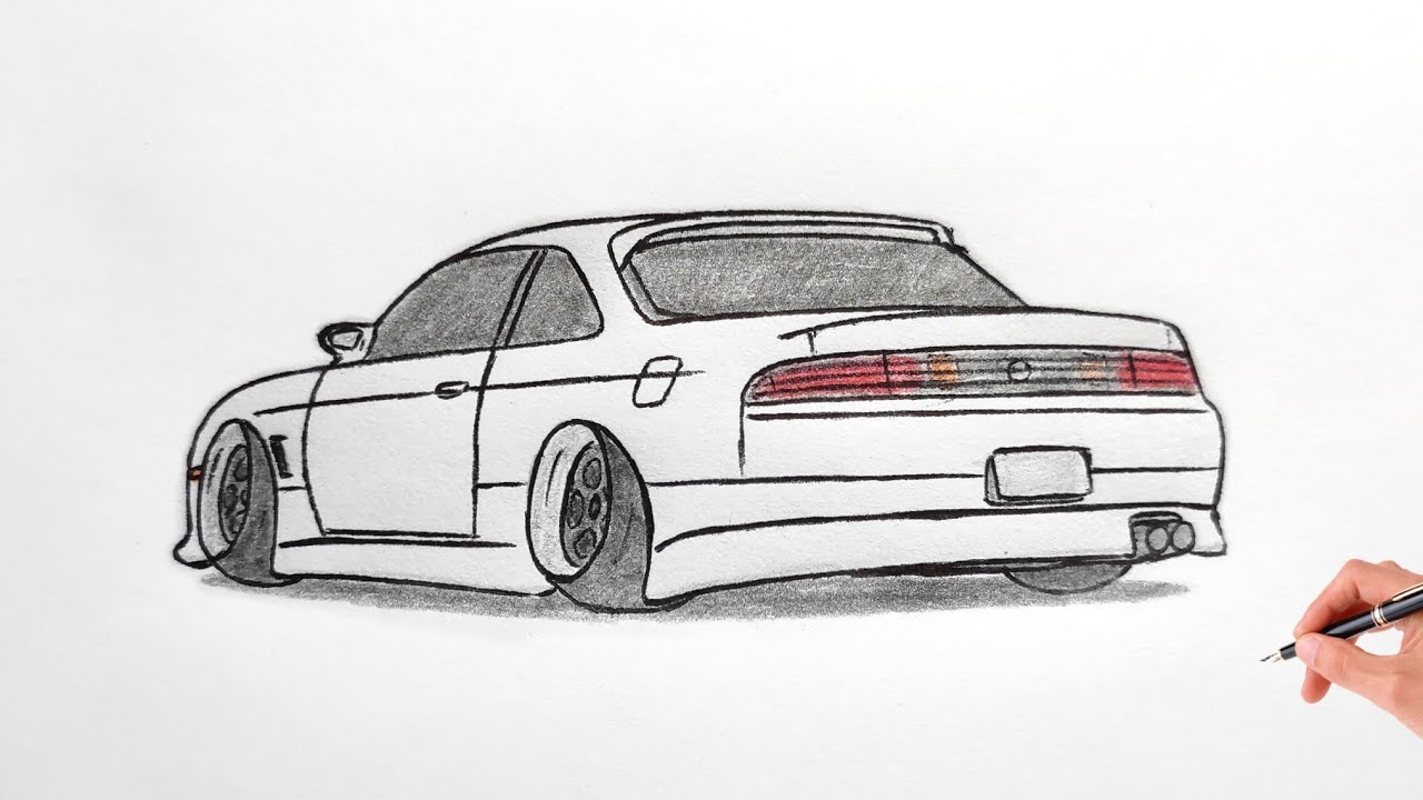 How To Draw A Nissan Silvia S14 Stance Drawing A 3d Car Coloring ...