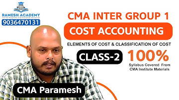 📘 COST ACCOUNTING IN ENGLISH | CMA INTER GROUP 1 | CLASS 2 | CMA Paramesh | Ramesh Academy