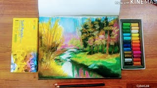 Soft Pastels for the first time | Daraz.pk unboxing | Scenery Speed Drawing screenshot 4