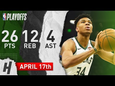 Giannis Antetokounmpo Game 2 Highlights Bucks vs Pistons 2019 NBA Playoffs - 26 Pts, 12 Reb, 4 Ast!