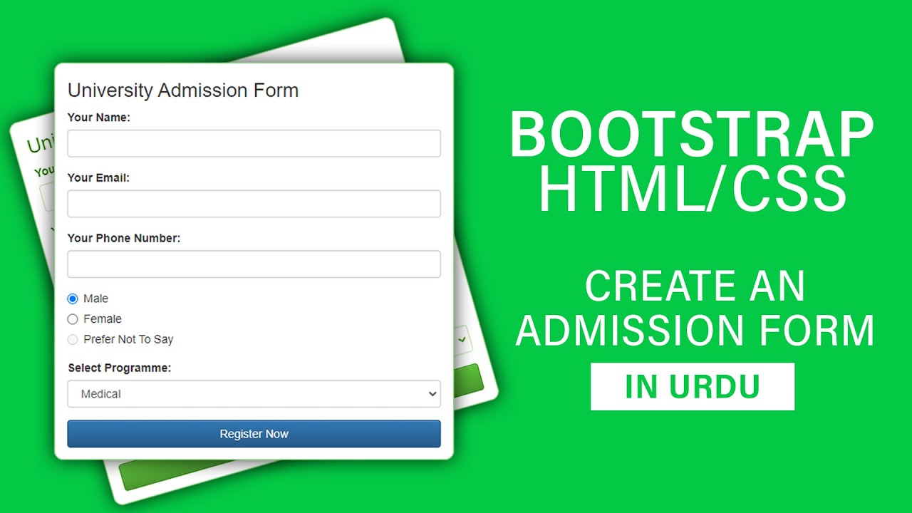 Web Design Tutorial | Create a University Admission Form in Bootstrap ...