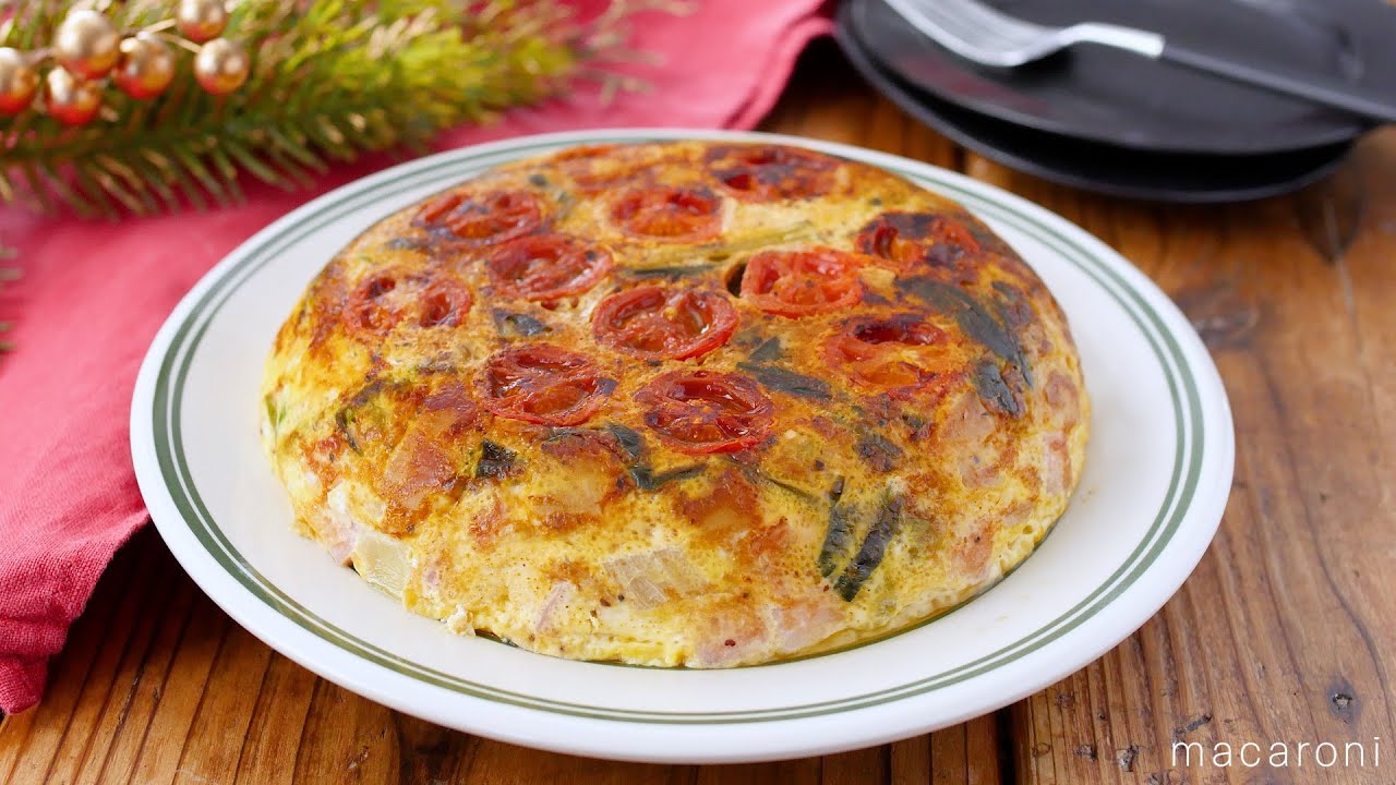 炊飯器キッシュ】オーブンがなくても作れる！ミニトマト、ほうれん草