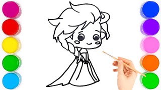 Elsa frozen Girl Drawing, Painting & Coloring For Kids and Toddlers_ Child Art