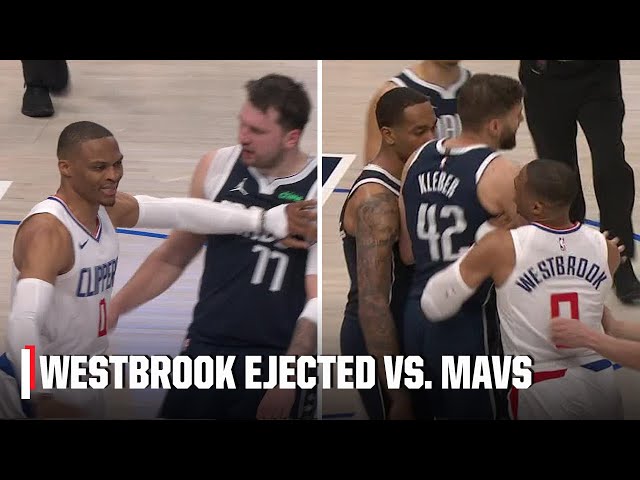Russell Westbrook & P.J. Washington EJECTED for Clippers vs. Mavs SCUFFLE | NBA on ESPN