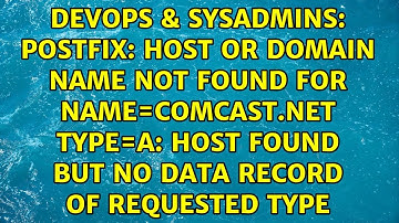 postfix: Host or domain name not found for name=comcast.net Type=A: Host found but no data...