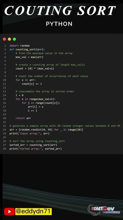 Python Short Code - Counting Sort - YouTube