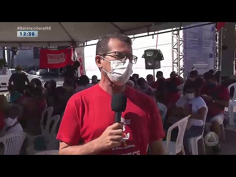 Sintese protesta nesta segunda (6) pelo 2º lote do redutor salarial - Balanço Geral Sergipe