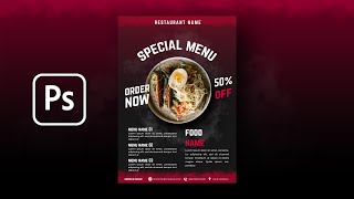 How to Make Simple Food Flyer | Food Restaurant | Adobe Photoshop Tutorial