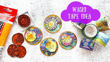 Mixed Media Artist Trading Coins with a Washi Tape Background