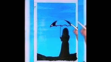 Easy rainy season drawing || Alone girl drawing #shorts #rainyday
