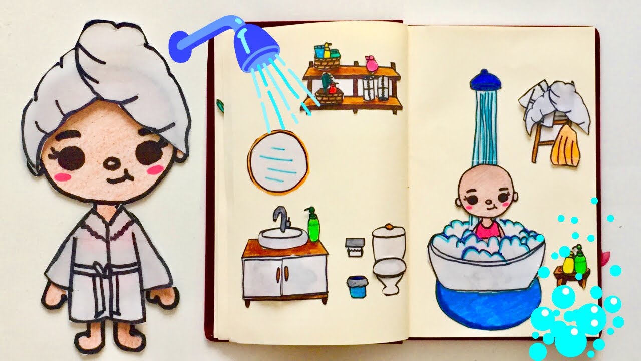 Toca Boca Bathroom Design / Toca Life Kağıt Bebek Evi Banyo Tasarımı