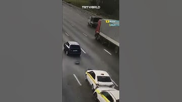 Loose tire rolling down on motorway causes nine-vehicle pile-up