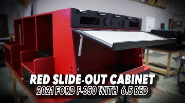 RED Fire command cabinet for a 2021 Ford F-350 / 6.5ft bed.